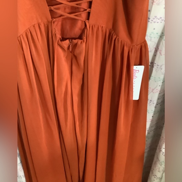 NWT Elegant A-Line Corset Chiffon Dress sz 20 Paprika floor length - Picture 8 of 12